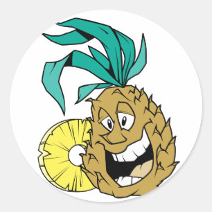 Happy Pineaple Runder Aufkleber