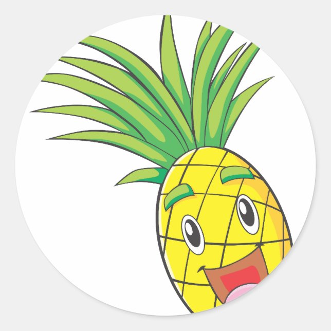 Happy Pineaple Runder Aufkleber (Vorderseite)