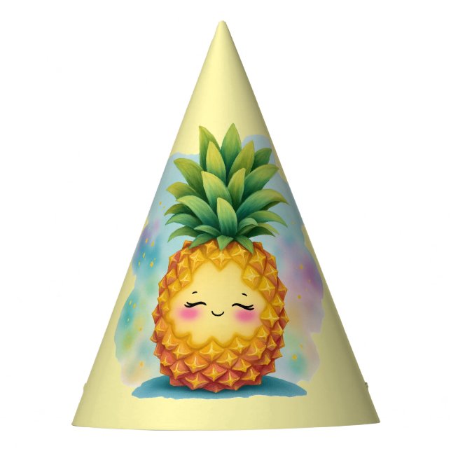 Happy Pineapple Birthday Party Hat Partyhütchen (Vorderseite)
