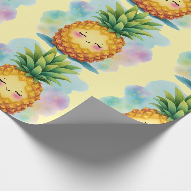 Happy Pineapple Wrapping Paper Geschenkpapier (Ecke)
