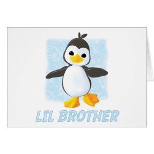 Happy Pinguin Little Brother Blank Card