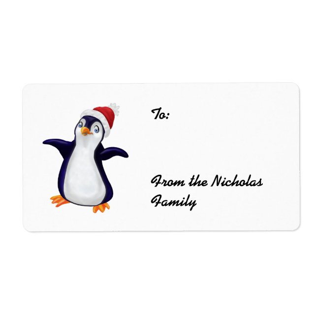 Happy Pinguin Weihnachten Geschenketiketten (L) (Vorne)
