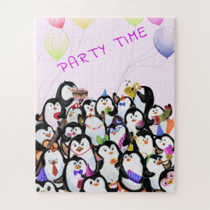 Happy Pinguins Party Cartoon Zeichnend - Niedlich