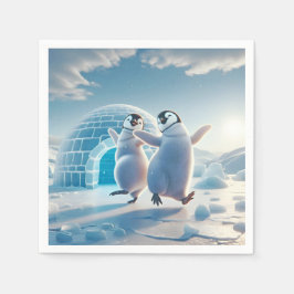 Happy Pinguins Tanzen Serviette