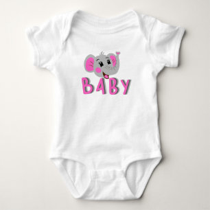 Happy Pink Baby Elephant Strampler