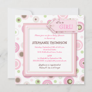 Happy Pink Dots Girl Babydusche Einladung