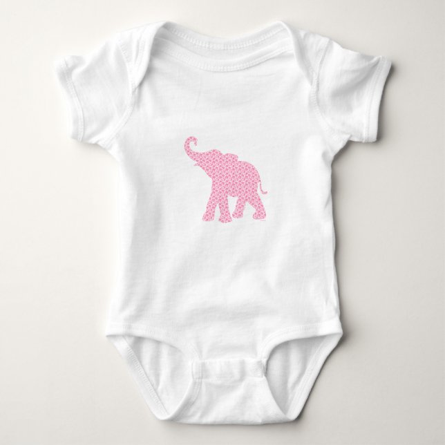 Happy Pink Elephant Art Muster Niedlich Baby Strampler (Vorderseite)