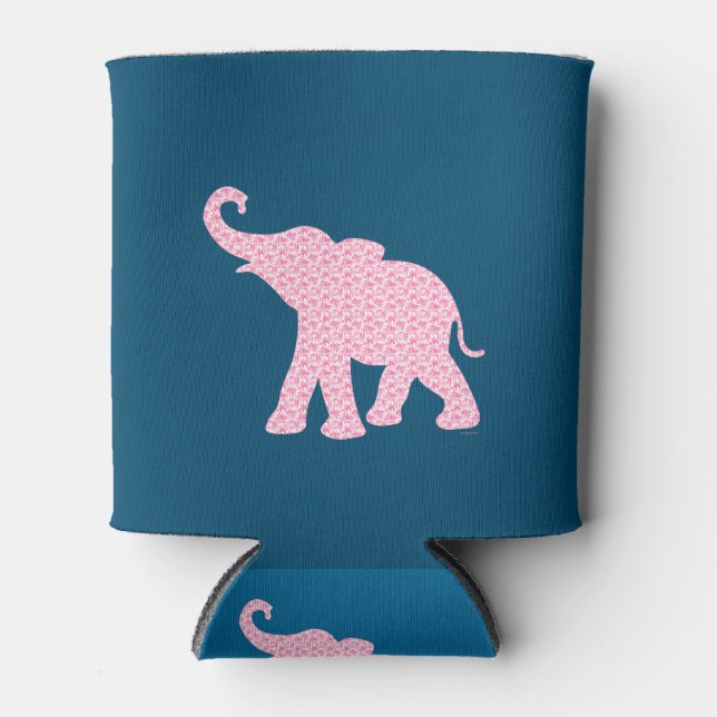 Happy Pink Elephant Art Muster Niedlich Dosenkühler (Vorderseite)