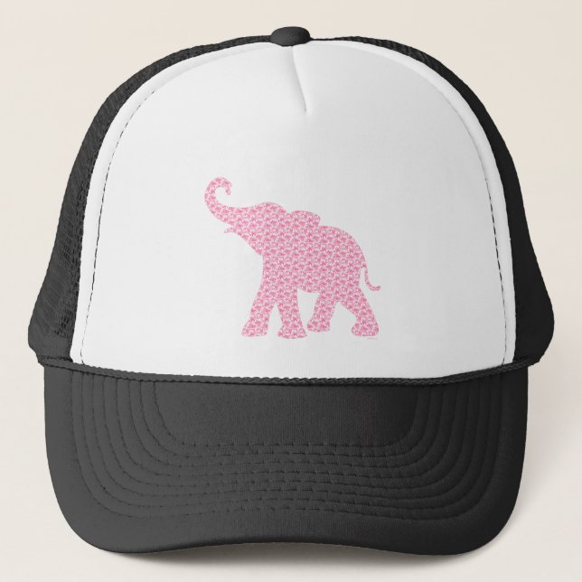 Happy Pink Elephant Art Muster Niedlich Truckerkappe (Vorderseite)