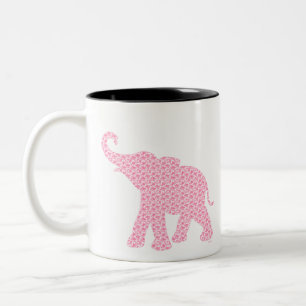 Happy Pink Elephant Art Muster Niedlich Zweifarbige Tasse