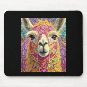 Happy Pink Lama Alpaca Sticker Mousepad