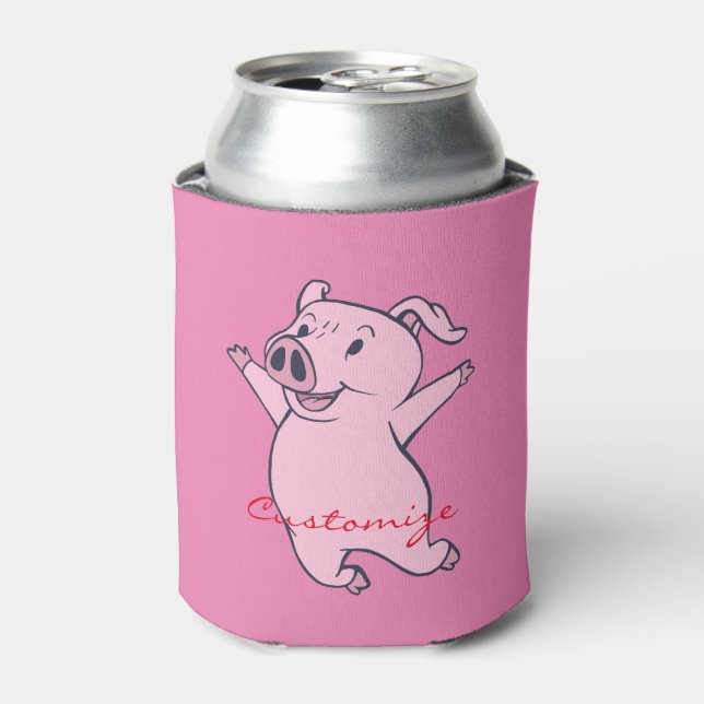 Happy Pink Pig Jumping Thunder_Cove Dosenkühler (Kanne Vorderseite)