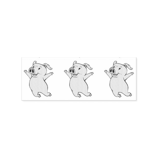 Happy Pink Pig Jumping Thunder_Cove Gummistempel (Prägung)