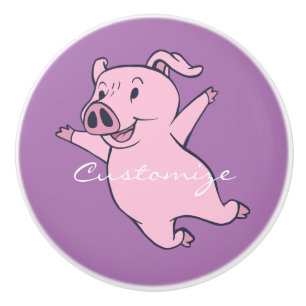 Happy Pink Pig Jumping Thunder_Cove Keramikknauf