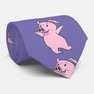 Happy Pink Pig Jumping Thunder_Cove Krawatte