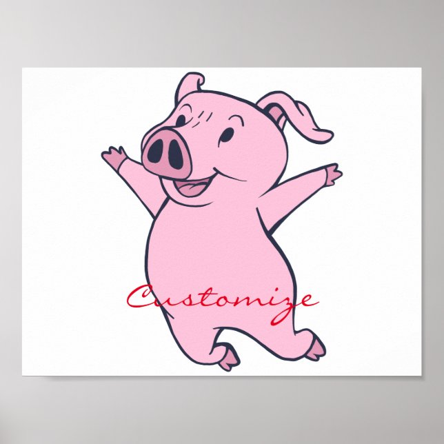 Happy Pink Pig Jumping Thunder_Cove Poster (Vorne)