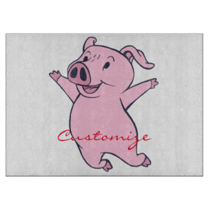 Happy Pink Pig Jumping Thunder_Cove Schneidebrett