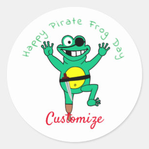 Happy Pirate Frog Day Thunder_Cove Runder Aufkleber