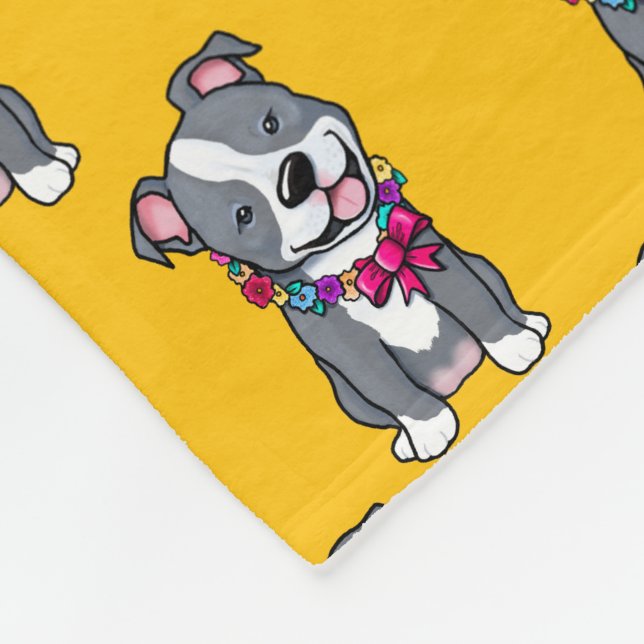 Happy Pit Bull Fleece Blanket (Ecke)