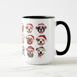 Happy Pit Bull Hunde in Christmas Hats Tasse
