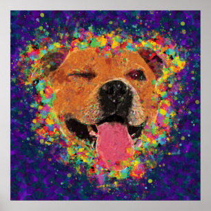 Happy Pit Bull Pop Art Poster