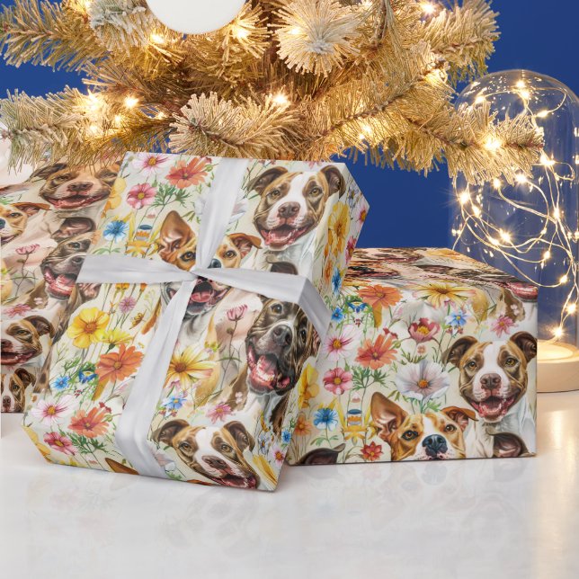 Happy Pitbull Hunde, Pit Bulls Geschenkpapier (Feiertage)