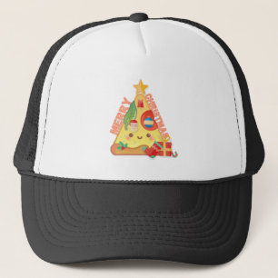 Happy Pizza Christmas Tree - Cartoon Style Truckerkappe