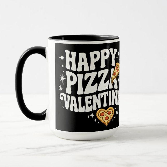Happy Pizza Valentine Funny Pizza Love Design Tasse (Links)