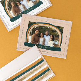 Happy Place Modern Snow Globe Weihnachts-Foto Feiertagskarte