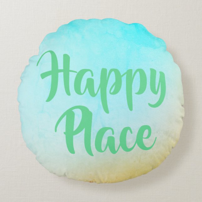 Happy Place Rundes Kissen (Vorderseite)