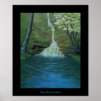 Happy Place - Wasserfall Malerei Poster