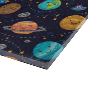 Happy Planets Glass Cutting Board Schneidebrett