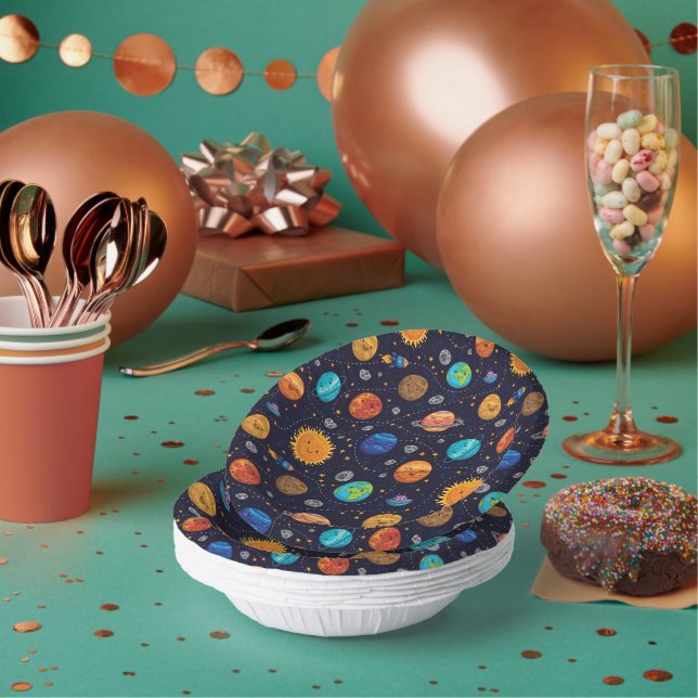 Happy Planets Paper Bowls Pappteller (Multi)