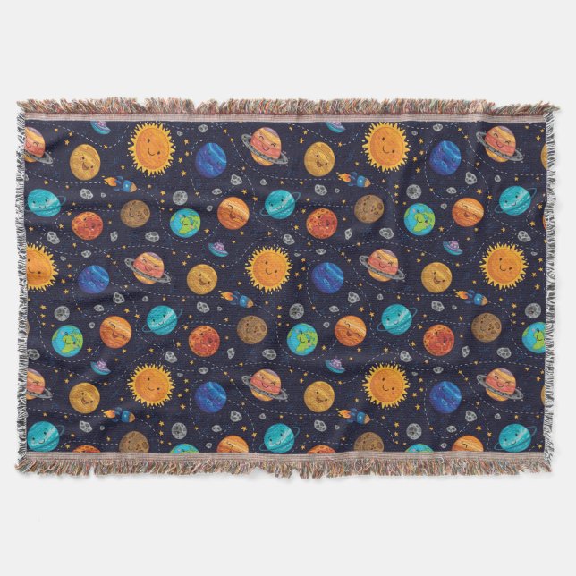 Happy Planets Throw Decke (Vorderseite)