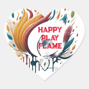 Happy Play Flame Design Herz-Aufkleber