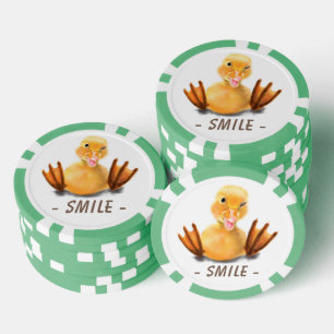Happy Playful Duck Funny Poker Chips Lächeln