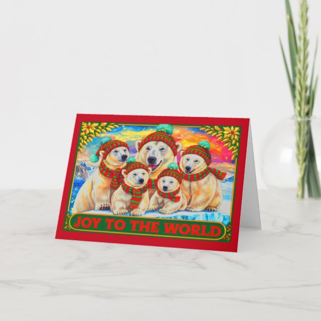 Happy Polar Bears Faltschachtel Weihnachtskarte Karte (Vorderseite)