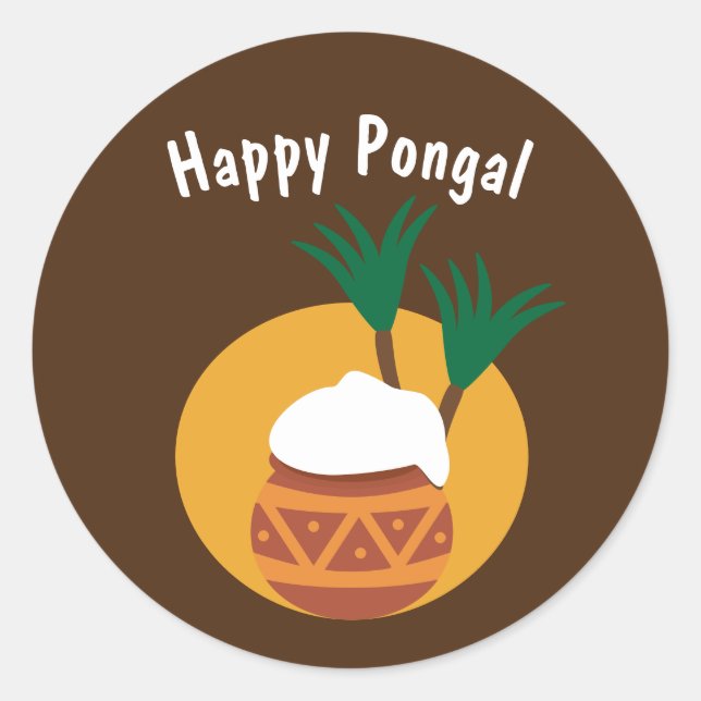 Happy pongal Tamil neues Jahr Runder Aufkleber (Vorderseite)