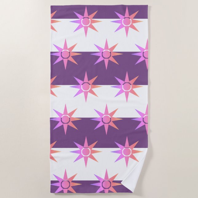 Happy Positive Magic Sun Pattern Beach Handtuch (Vorderseite)