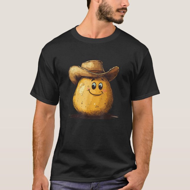 Happy Potato with Cowboy Hat Costume  T-Shirt (Vorderseite)