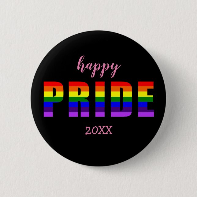 Happy Pride 20xx Benutzerdefinierter Text mit benu Button (Vorderseite)