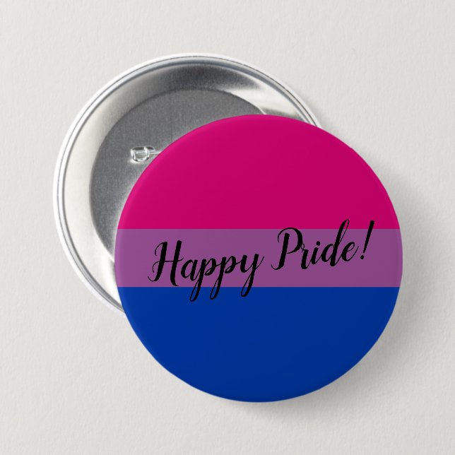 Happy Pride Bisexual Flag Button (Vorne & Hinten)