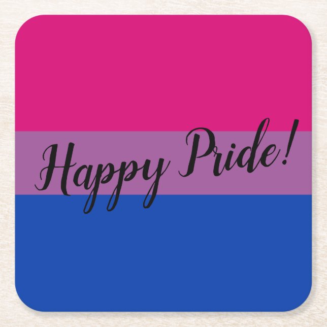 Happy Pride Bisexual Flag Rechteckiger Pappuntersetzer (Vorderseite)