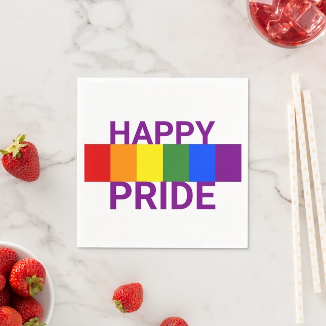 Happy Pride Bold Rainbow Flag Party Serviette (Beispiel)