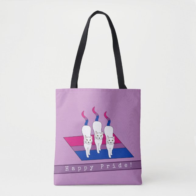 Happy-Pride-Katzen mit bisexueller Flagge Tasche (Vorderseite)