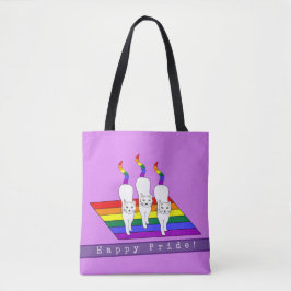 Happy-Pride-LGBT-Katzen mit Regenbogenflagge Tasche