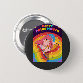 Happy Pride Month Embracing Liebe Regenbogen Button