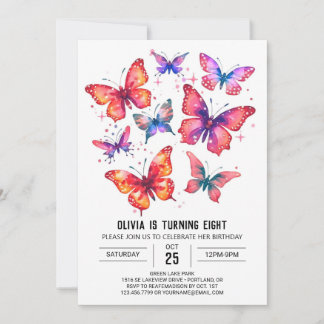Happy Printable Butterfly Girl Geburtstag Einladung