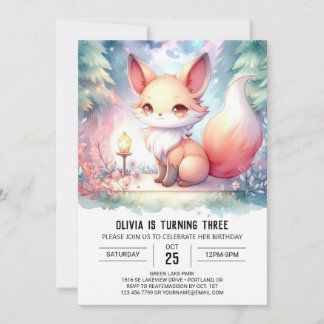 Happy Printable Fox Geburtstag digital Einladung