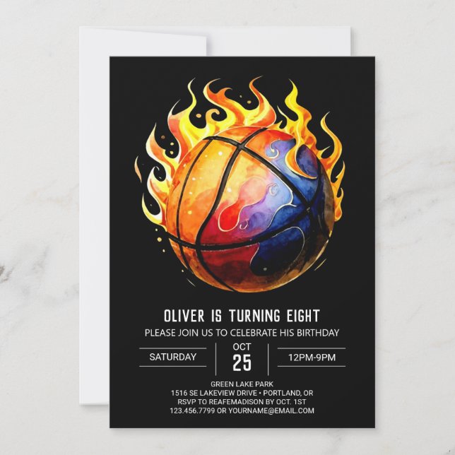 Happy Printable Pastel Basketball Geburtstag Einladung (Vorderseite)